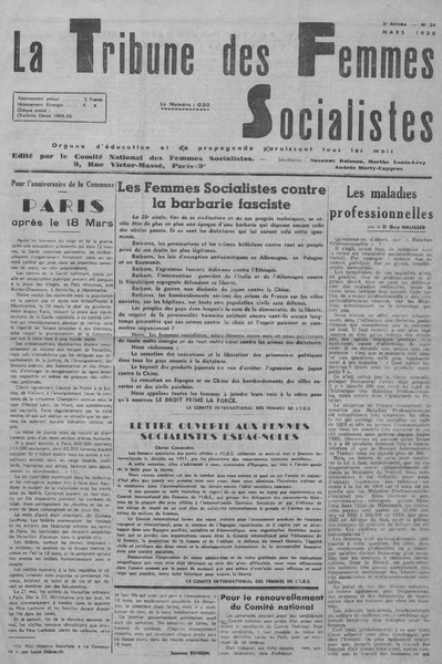 La Tribune des femmes socialistes / 1938